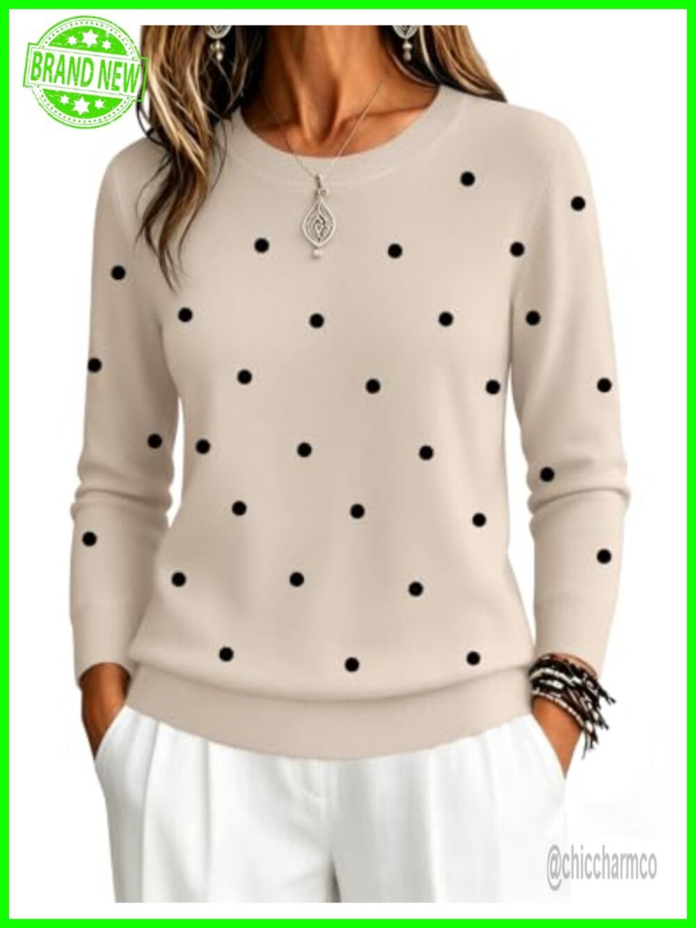 Women's Viscose Crewneck Long Sleeve Pullover Sweater Ribbed Knit Top